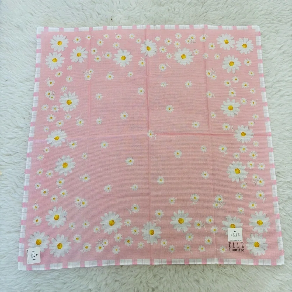 Elle Pink Floral Handkerchief/Bandana  scarf size 17.5”
